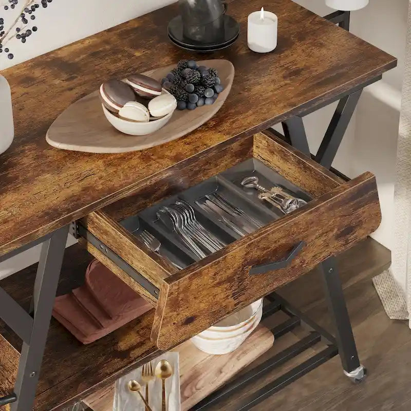 41.7 inch Wide Rolling Kitchen Island with Drawer