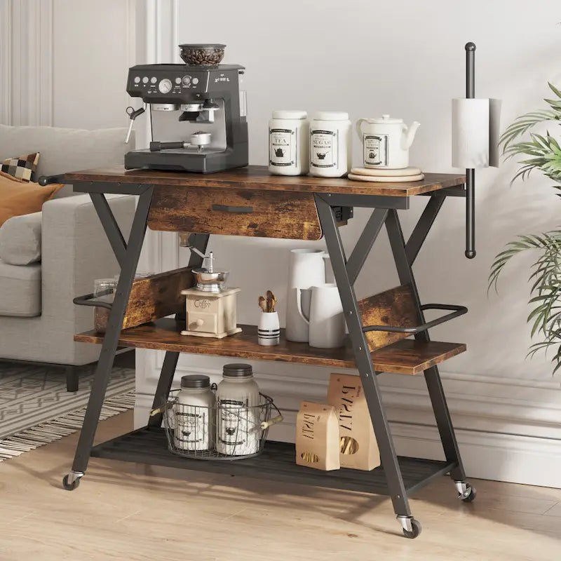 Îlot de cuisine roulant de 105,9 cm de large avec tiroir