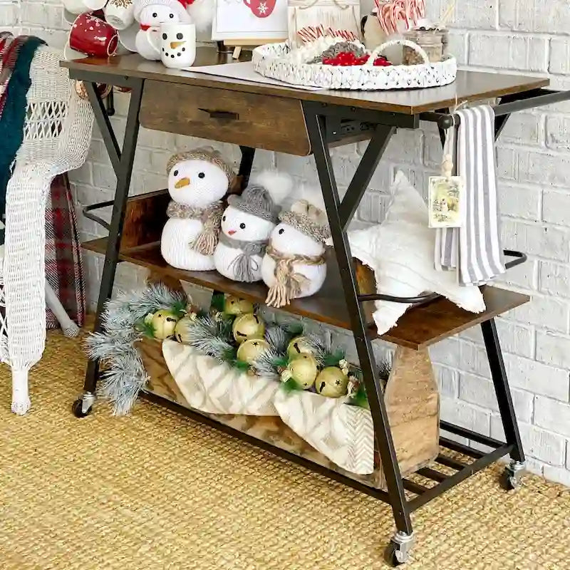 Îlot de cuisine roulant de 105,9 cm de large avec tiroir