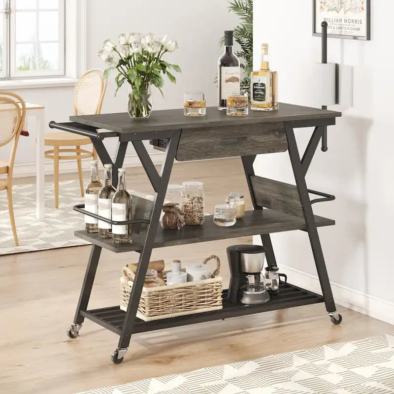 Îlot de cuisine roulant de 105,9 cm de large avec tiroir