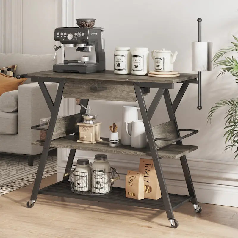 Îlot de cuisine roulant de 105,9 cm de large avec tiroir