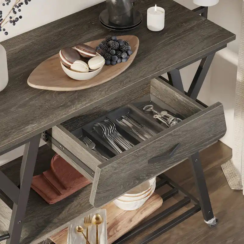 Îlot de cuisine roulant de 105,9 cm de large avec tiroir