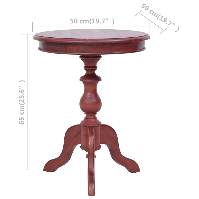 Brown Solid Mahogany Wood Side Table with Classic Finish
