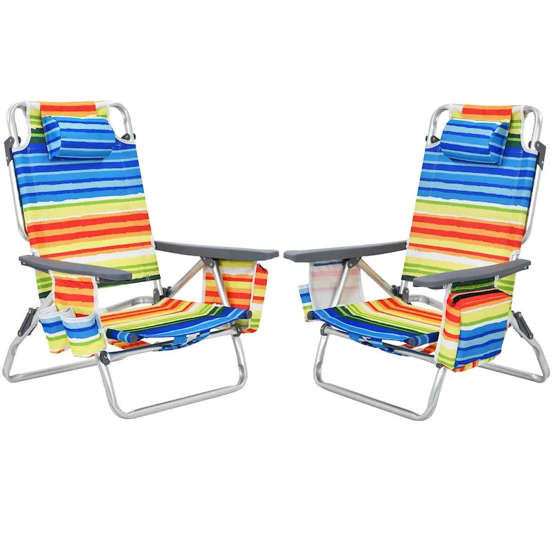 Folding Beach Backpack Chair Reclining Camping Chair with Pillow