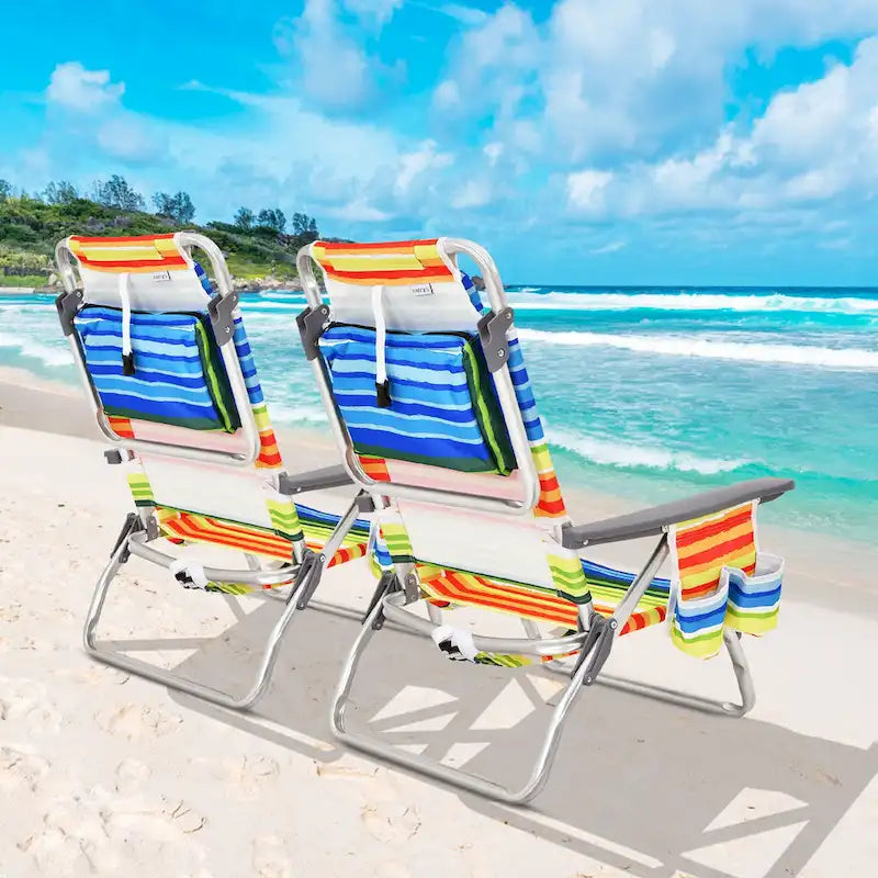 Folding Beach Backpack Chair Reclining Camping Chair with Pillow