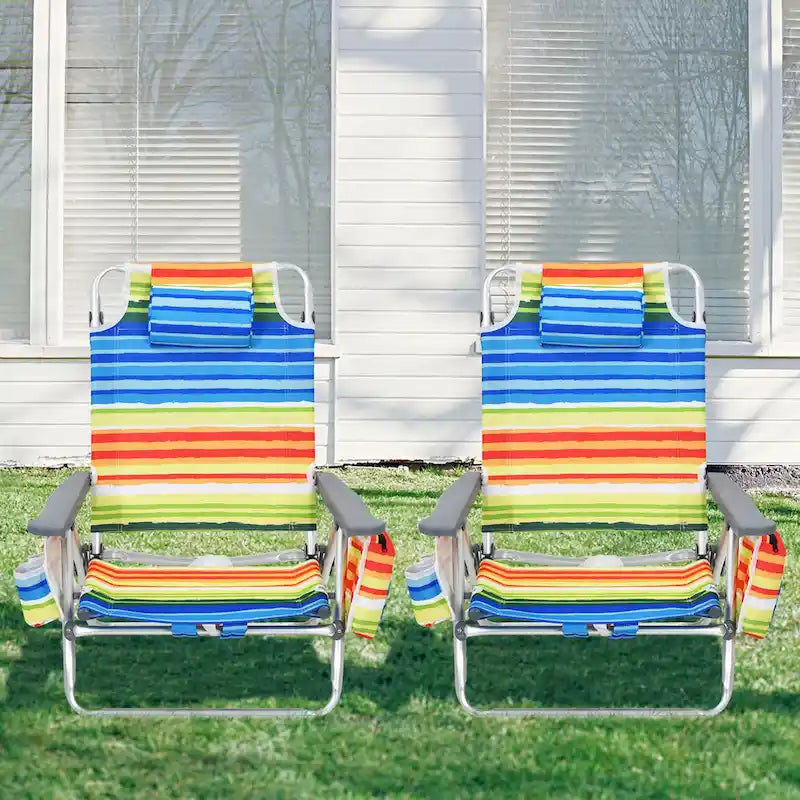 Folding Beach Backpack Chair Reclining Camping Chair with Pillow