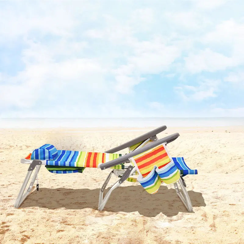 Folding Beach Backpack Chair Reclining Camping Chair with Pillow