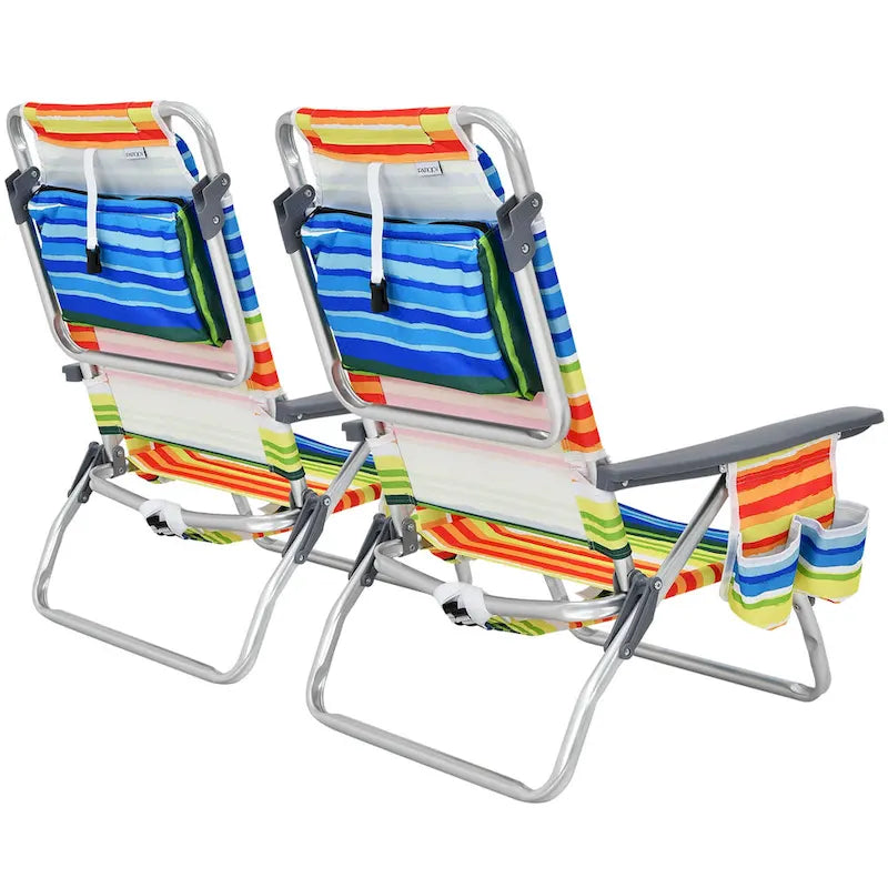 Chaise de plage pliable sac à dos inclinable avec oreiller