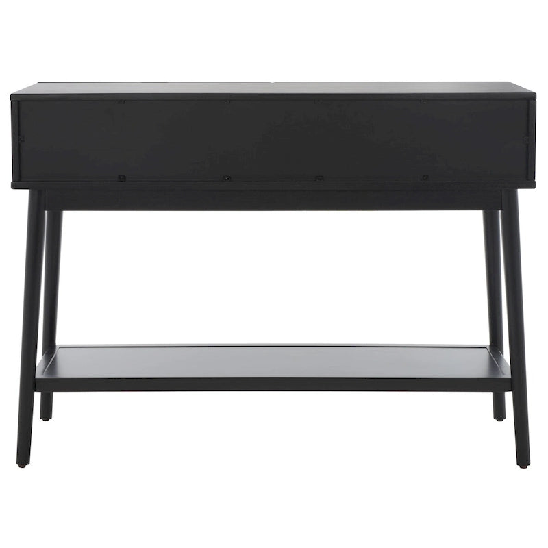 2-Drawer Rattan Console Table with Lower Shelf, Natural and Black
