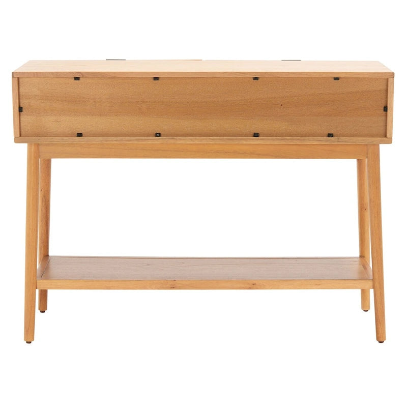 2-Drawer Rattan Console Table with Lower Shelf, Natural and Black