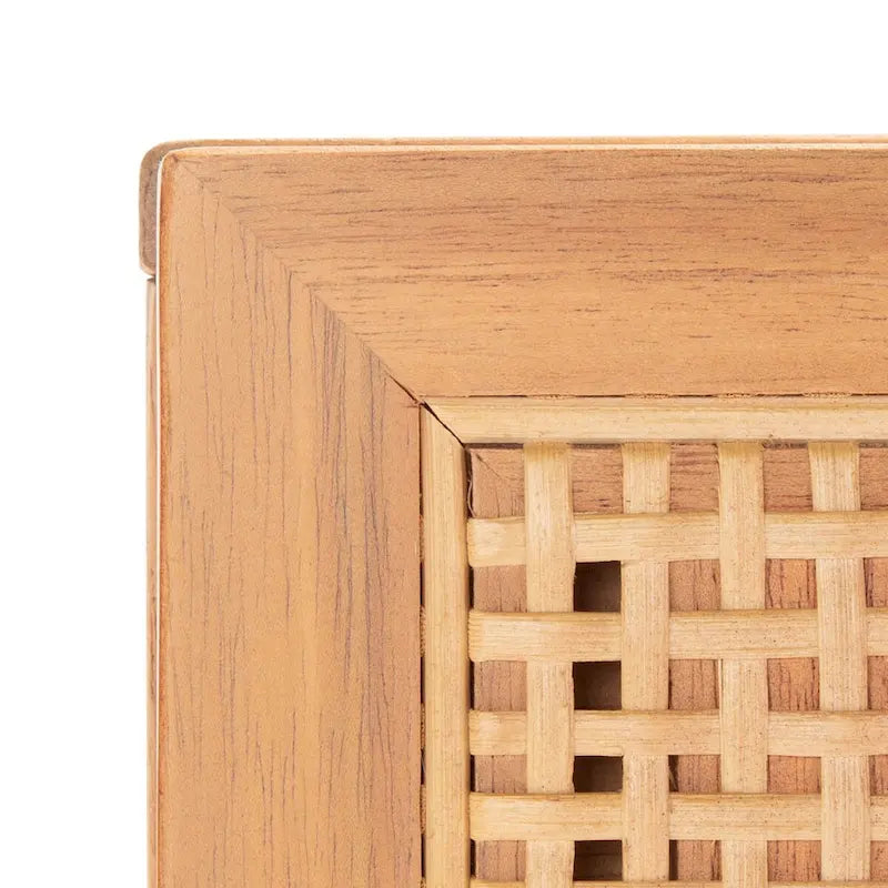 2-Drawer Rattan Console Table with Lower Shelf, Natural and Black