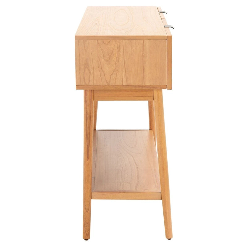 2-Drawer Rattan Console Table with Lower Shelf, Natural and Black