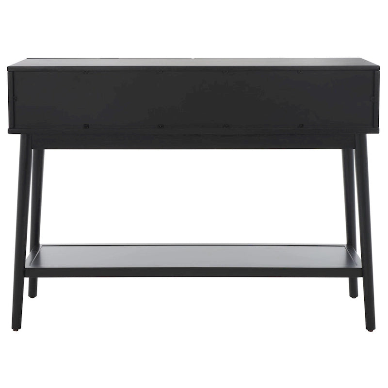 2-Drawer Rattan Console Table with Lower Shelf, Natural and Black