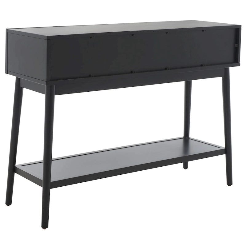2-Drawer Rattan Console Table with Lower Shelf, Natural and Black