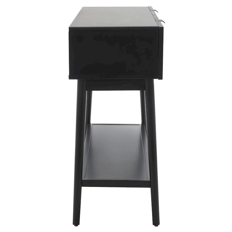 2-Drawer Rattan Console Table with Lower Shelf, Natural and Black