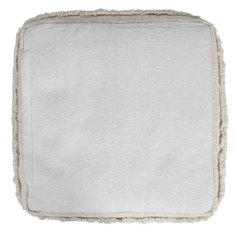 18 Cream Cotton Tufted Cube Striped Pouf Ottoman