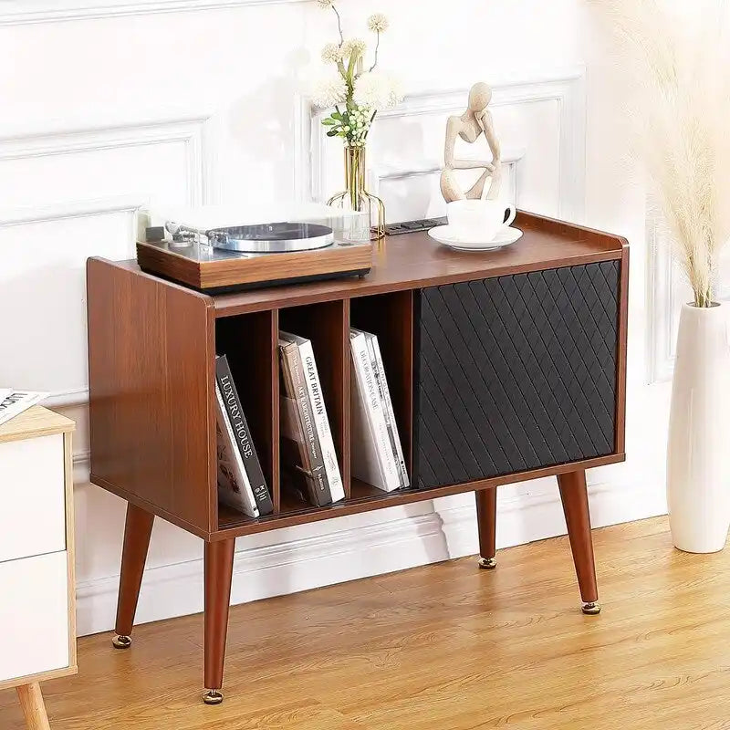 Record Player Stand with Charging Station and USB Ports