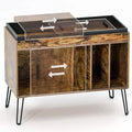 Vinyl Record Storage Cabinet with Sliding Shelf and Cubic Storage