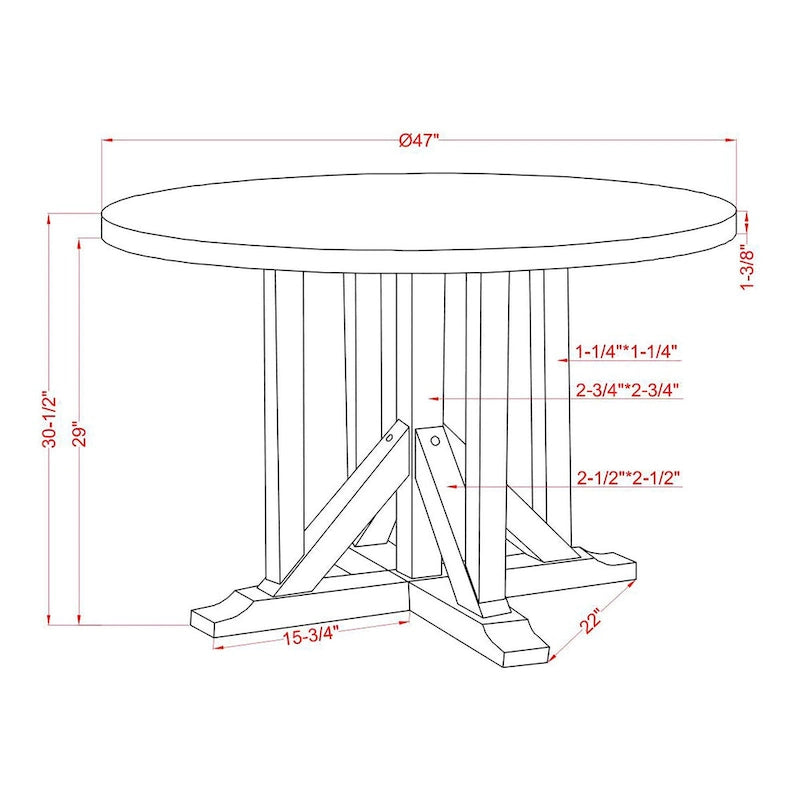 Antique White & Dark Oak 47-Inch Round Dining Table