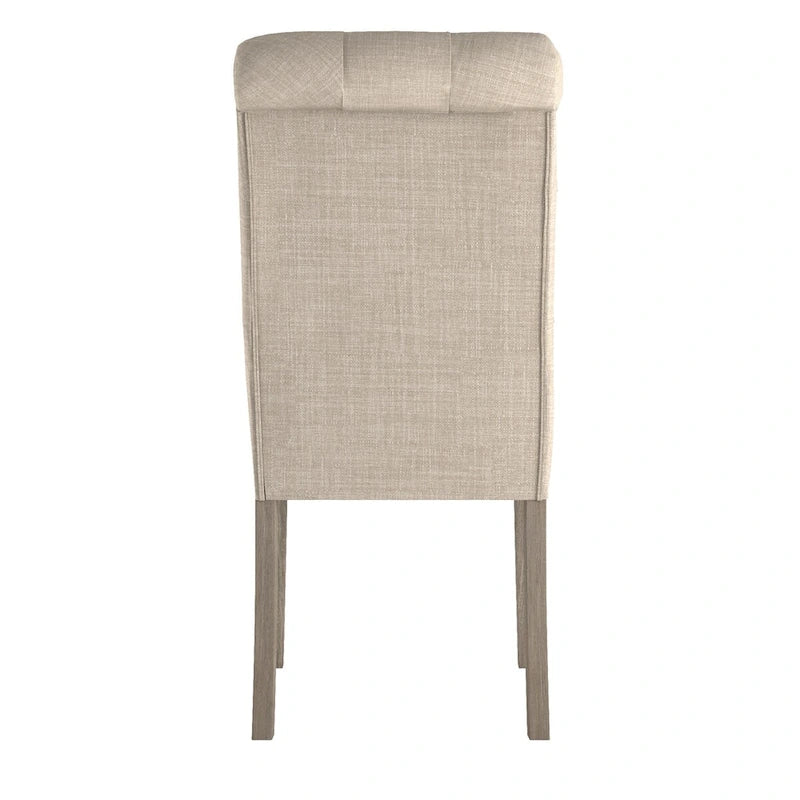 Chaise de salle à manger capitonnée en lin avec pieds gris