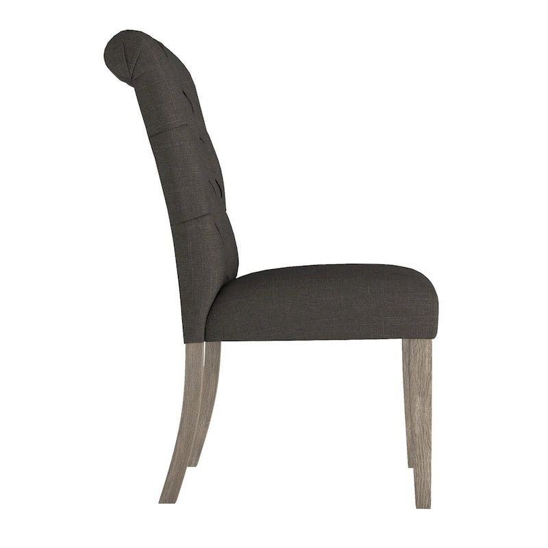 Chaise de salle à manger capitonnée en lin avec pieds gris