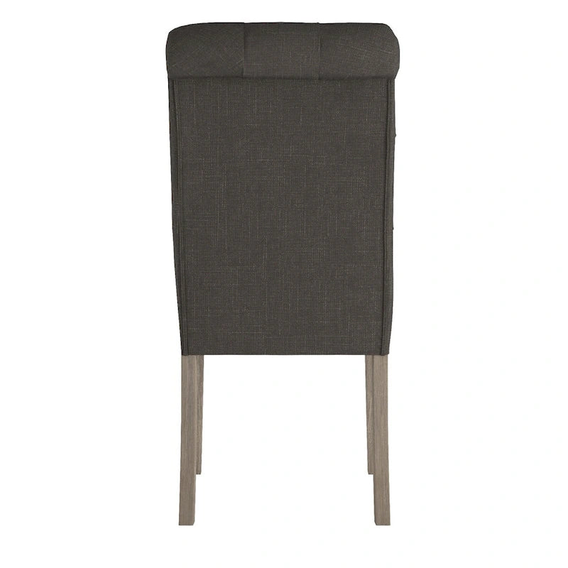 Chaise de salle à manger capitonnée en lin avec pieds gris