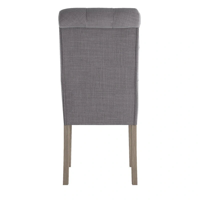 Chaise de salle à manger capitonnée en lin avec pieds gris