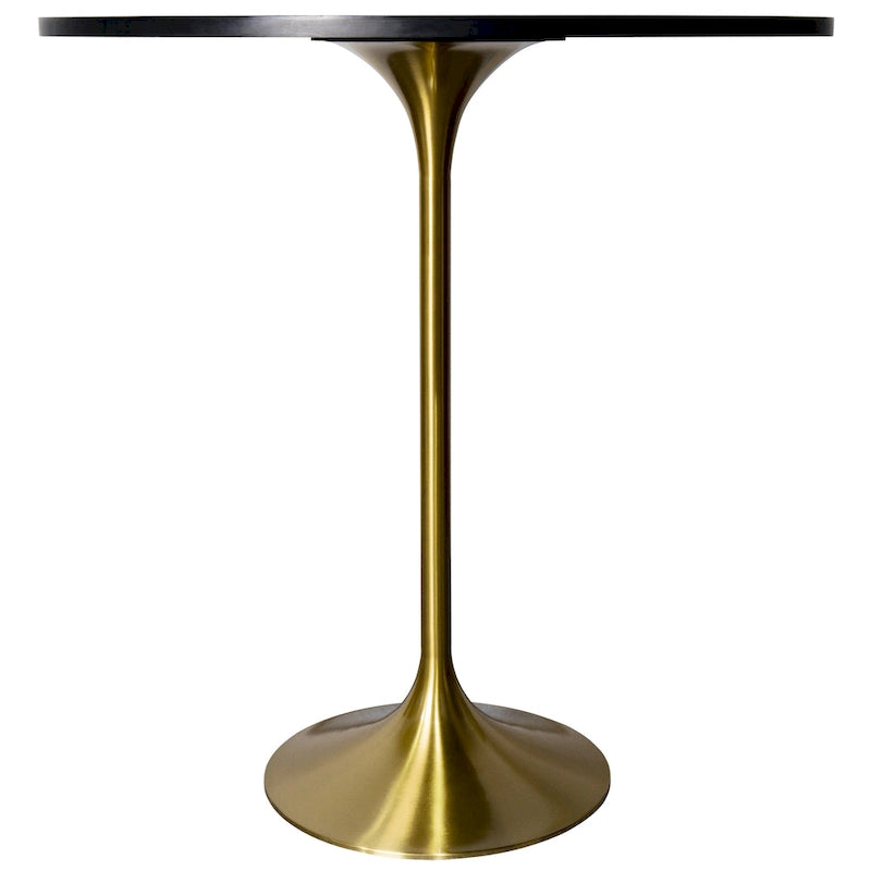 Table à manger ronde de 36 pouces avec plateau en MDF et piètement central en or brossé