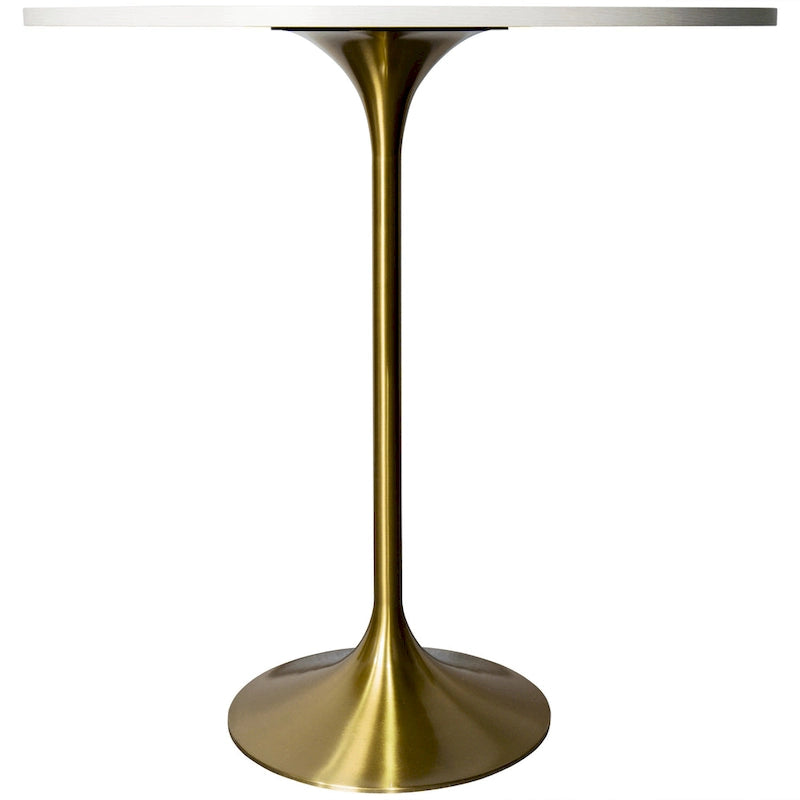 Table à manger ronde de 36 pouces avec plateau en MDF et piètement central en or brossé