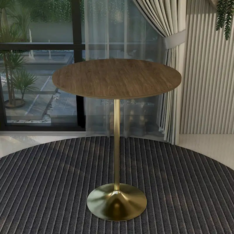 Table à manger ronde de 36 pouces avec plateau en MDF et piètement central en or brossé