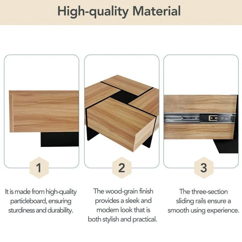 Unique Design Coffee Table with Extendable Sliding Tabletop
