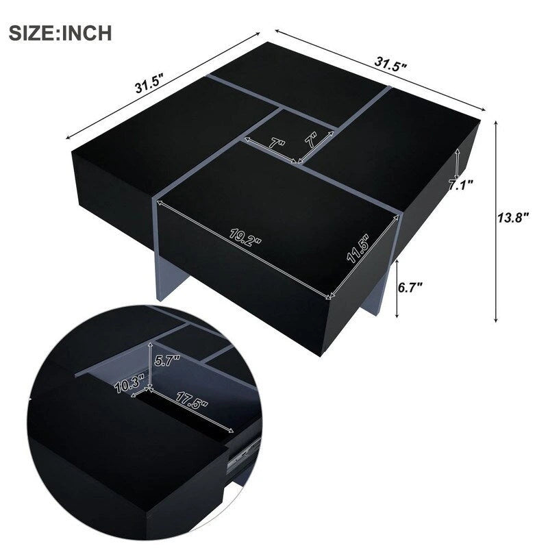 Unique Design Coffee Table with Extendable Sliding Tabletop