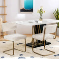 Chaise de salle à manger moderne en velours côtelé avec piètement en métal doré et capitonnage cannelé