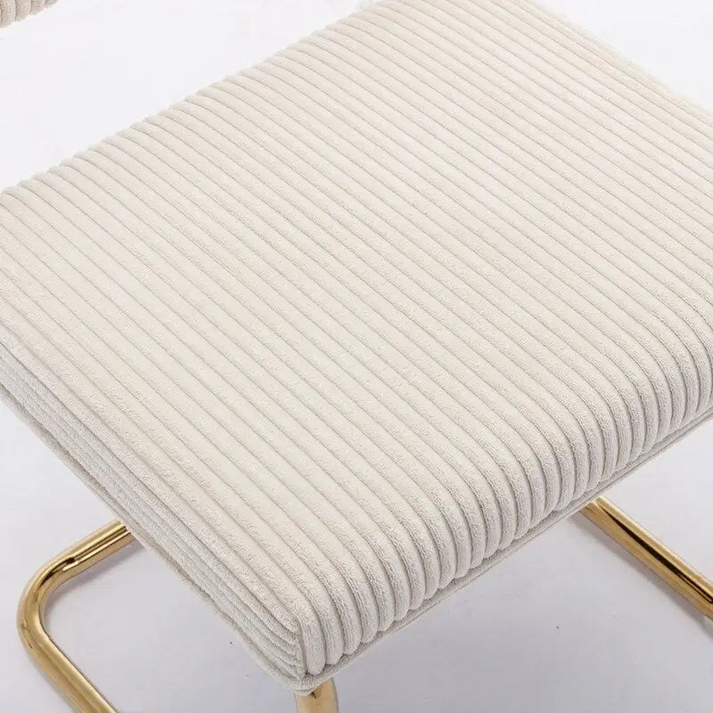 Modern Corduroy Dining Chair with Gold Metal Base and Channel Tufting