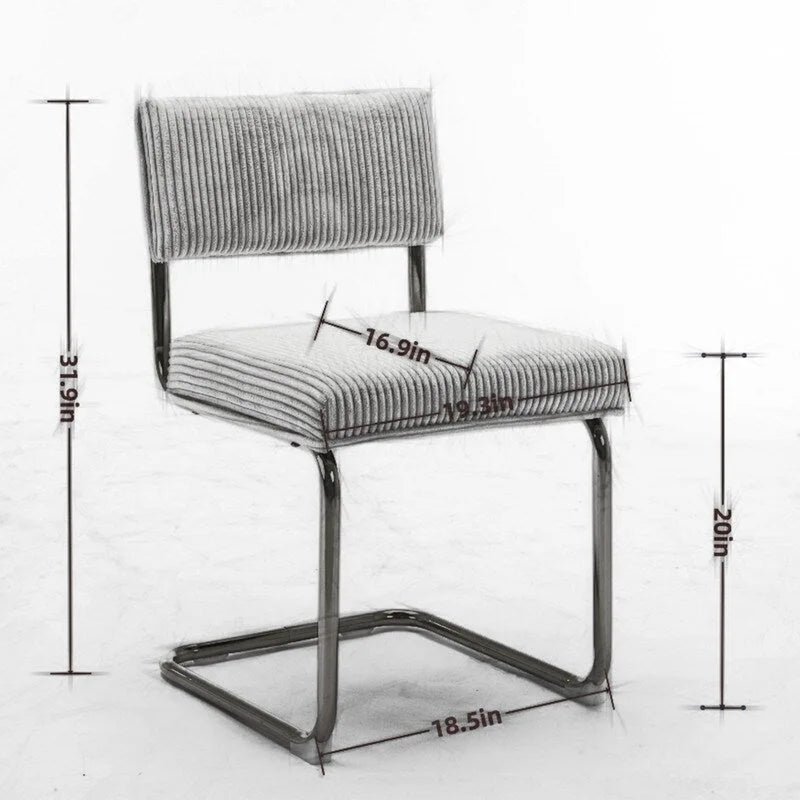 Chaise de salle à manger moderne en velours côtelé avec piètement en métal doré et capitonnage cannelé