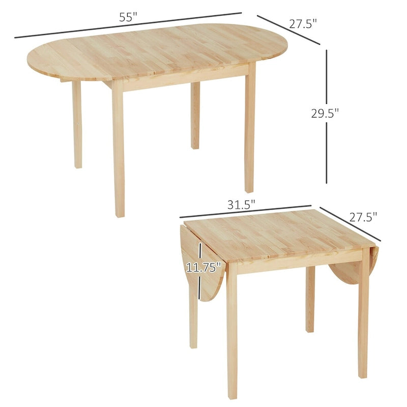Solid Wood Drop Leaf Dining Table for Small Spaces