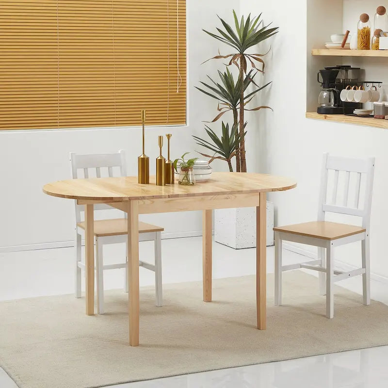 Solid Wood Drop Leaf Dining Table for Small Spaces