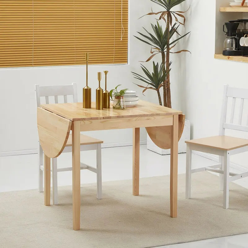 Solid Wood Drop Leaf Dining Table for Small Spaces