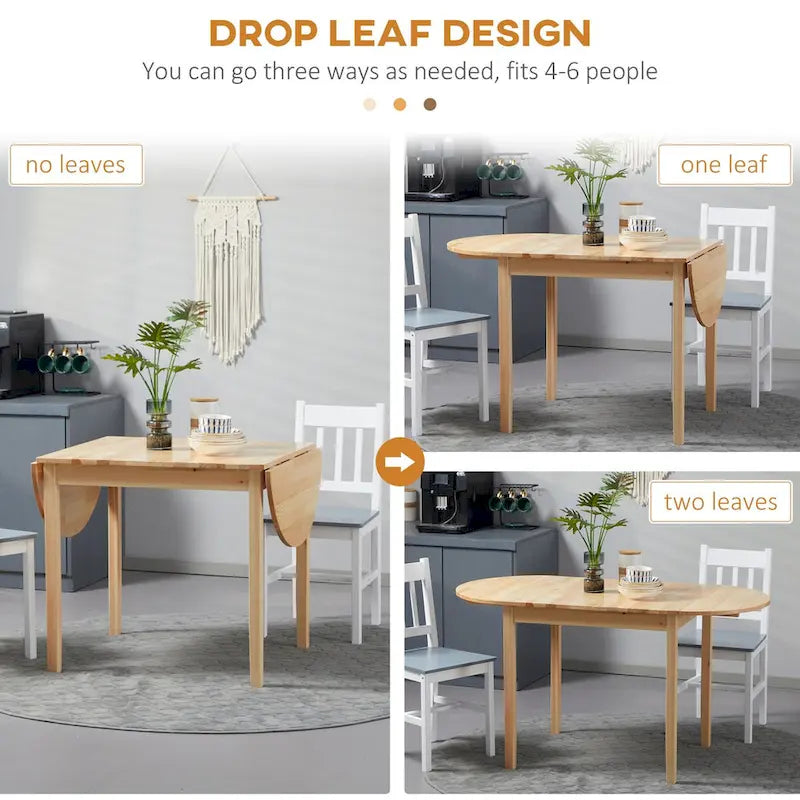 Solid Wood Drop Leaf Dining Table for Small Spaces
