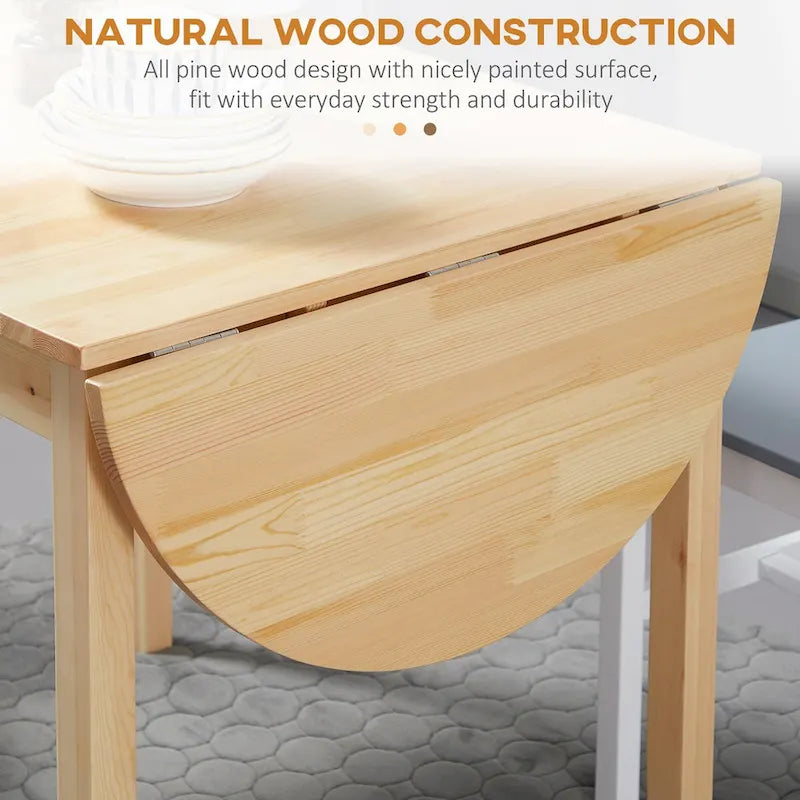 Solid Wood Drop Leaf Dining Table for Small Spaces