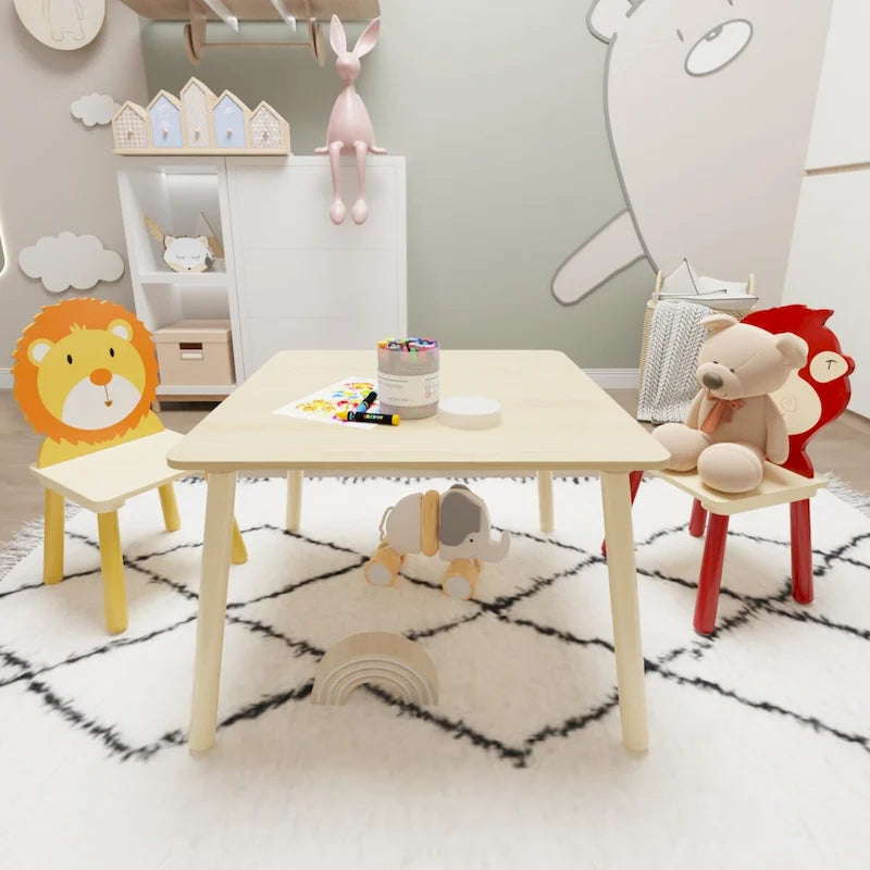 Toddler Wooden Activity Table with MDF Pine Square Top
