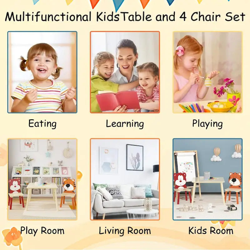 Toddler Wooden Activity Table with MDF Pine Square Top
