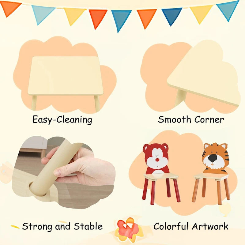 Toddler Wooden Activity Table with MDF Pine Square Top