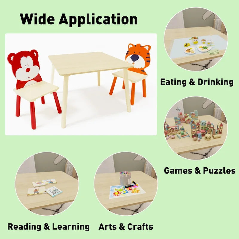 Toddler Wooden Activity Table with MDF Pine Square Top