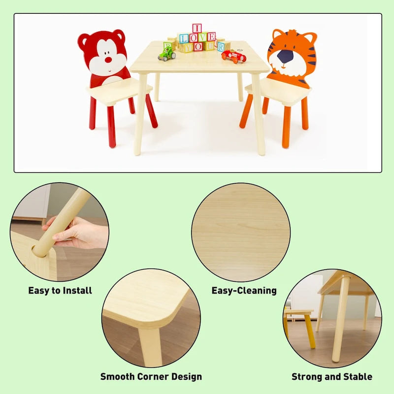 Toddler Wooden Activity Table with MDF Pine Square Top