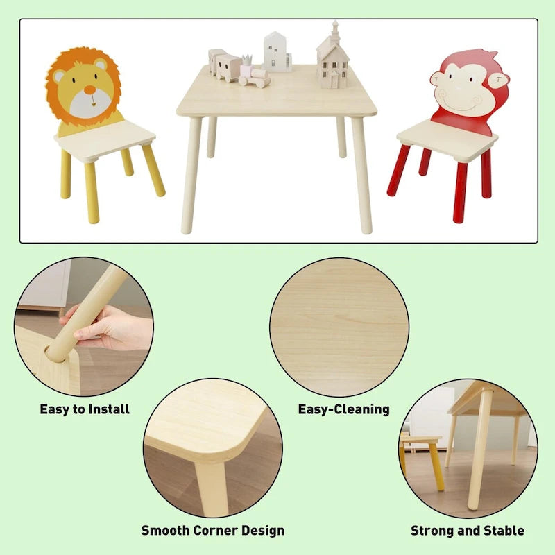 Toddler Wooden Activity Table with MDF Pine Square Top