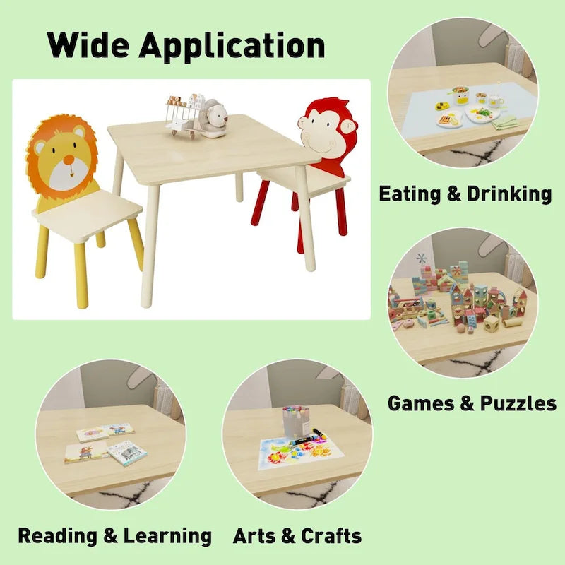 Toddler Wooden Activity Table with MDF Pine Square Top