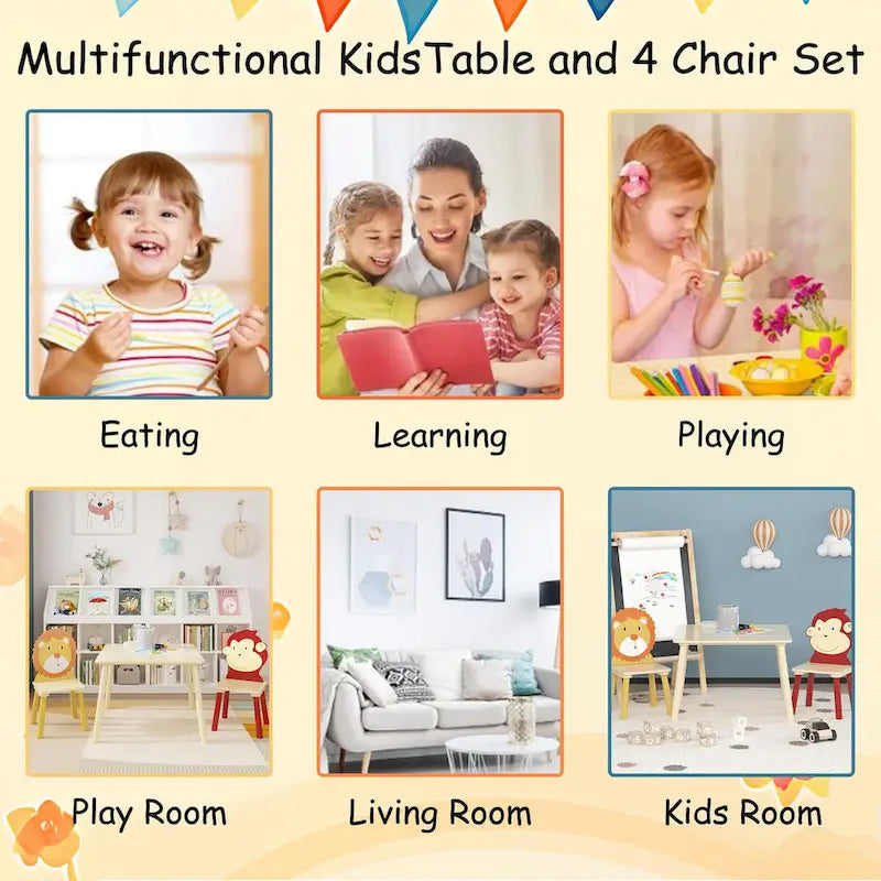 Toddler Wooden Activity Table with MDF Pine Square Top