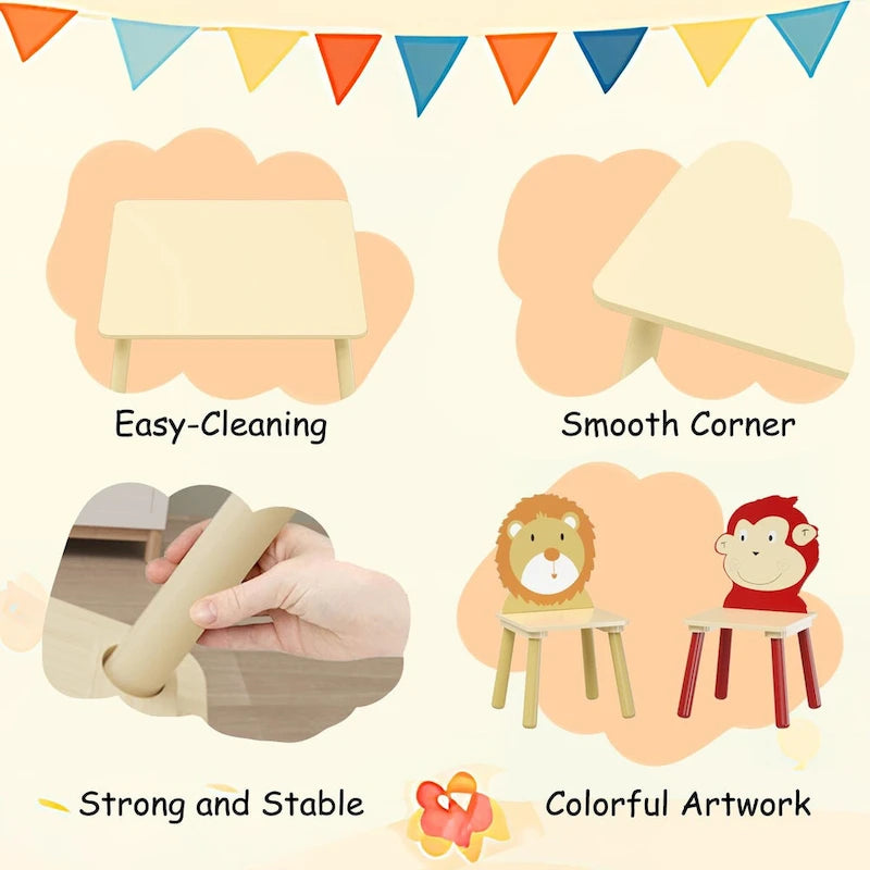 Toddler Wooden Activity Table with MDF Pine Square Top