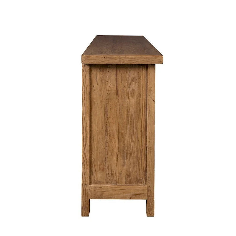 Buffet à 4 portes en bois d'orme recyclé avec système de fermeture unique